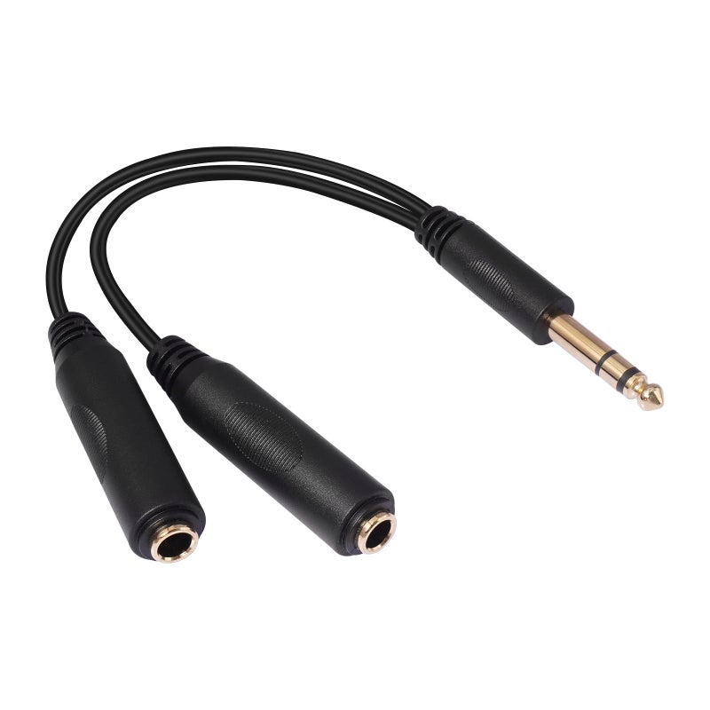 SiYear 6.35mm 1/4 inch Male Plug Stereo to 2 Dual 1/4 "TRS Female Jack Connector Audio Speaker Cable, Y Splitter Adapter Cable (20CM / 8Inch) - Image 1